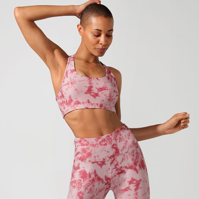 Women Tie Dye Print Yoga Suit Gym Slim Tracksuit Tank Crop Top Leggings Two Piece Set Casual Sports Running Suit  Hot Sale