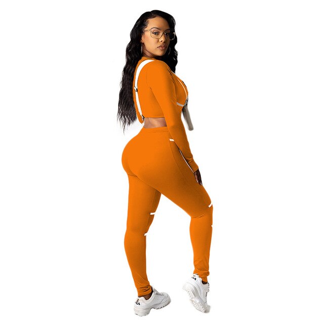 Autumn Striped Two Piece Set Tracksuit For Women Long Sleeve Crop Top Long Pants Jogging Outdoor Sports Suit Casual Sports Suit